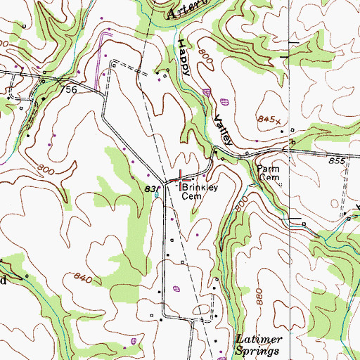 Topographic Map of Brinkley Cemetery, TN