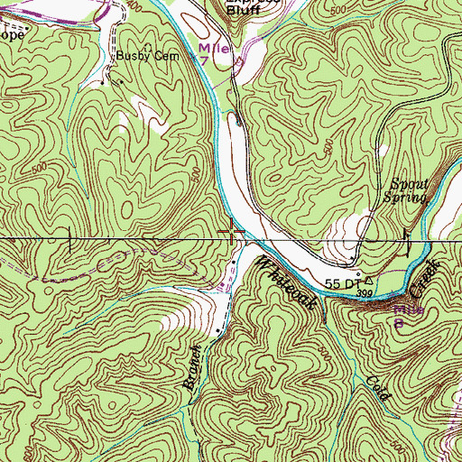 Topographic Map of Brister Branch, TN
