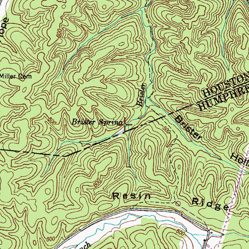 Topographic Map of Brister Spring, TN