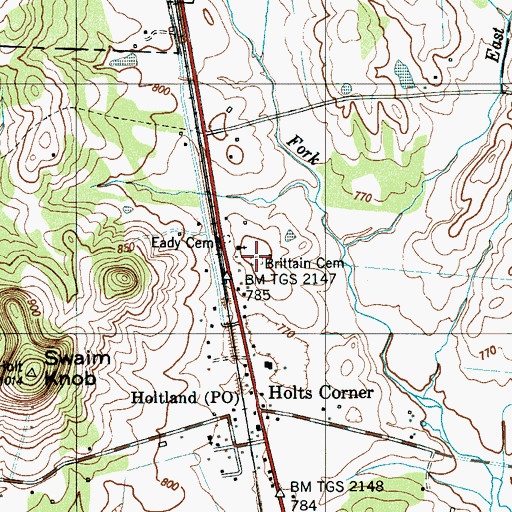 Topographic Map of Brittain Cemetery, TN