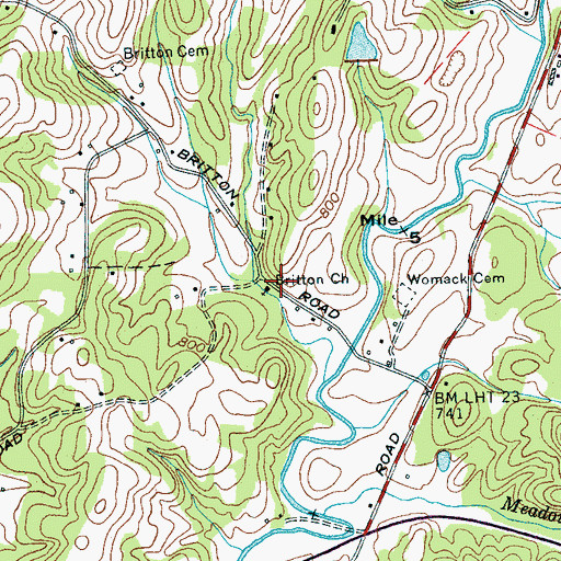 Topographic Map of Britton Church, TN