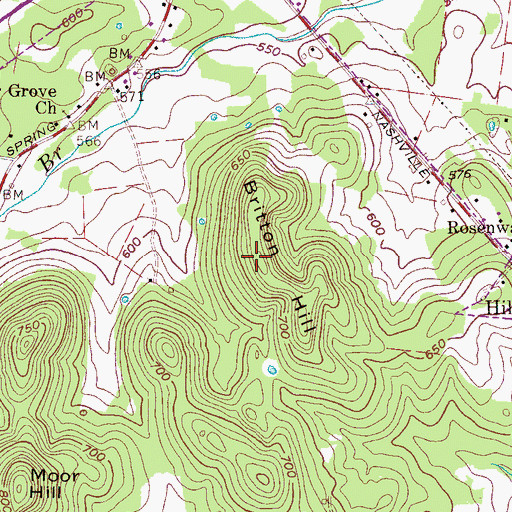 Topographic Map of Britton Hill, TN