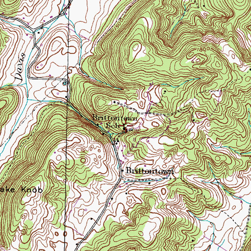 Topographic Map of Brittontown School, TN