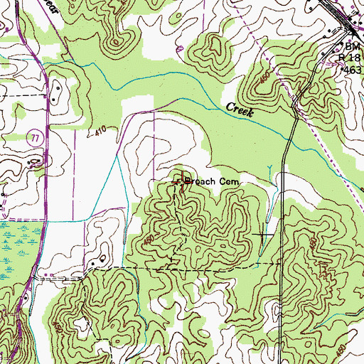 Topographic Map of Broach Cemetery, TN