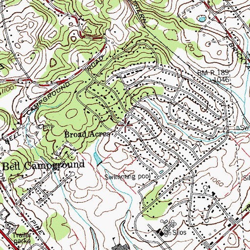 Topographic Map of Broad Acres, TN