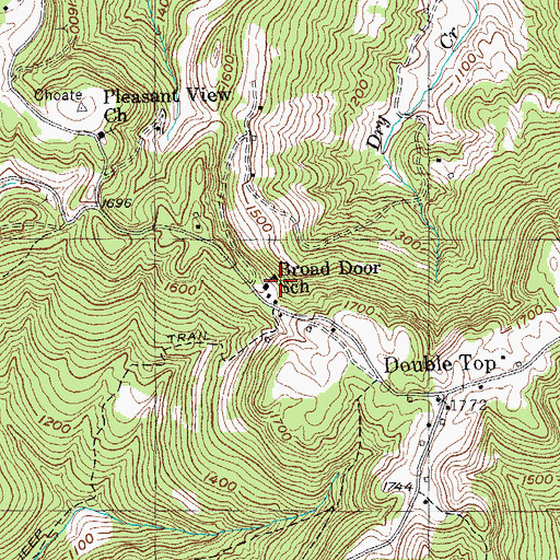 Topographic Map of Broad Door School, TN