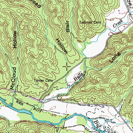 Topographic Map of Broad Hollow, TN