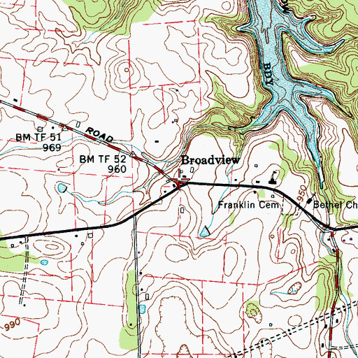 Topographic Map of Broadview, TN