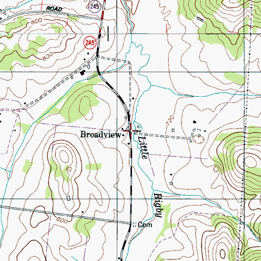 Topographic Map of Broadview, TN