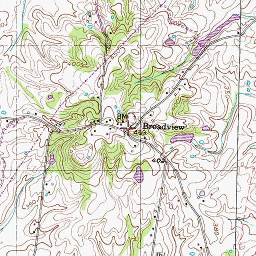 Topographic Map of Broadview, TN