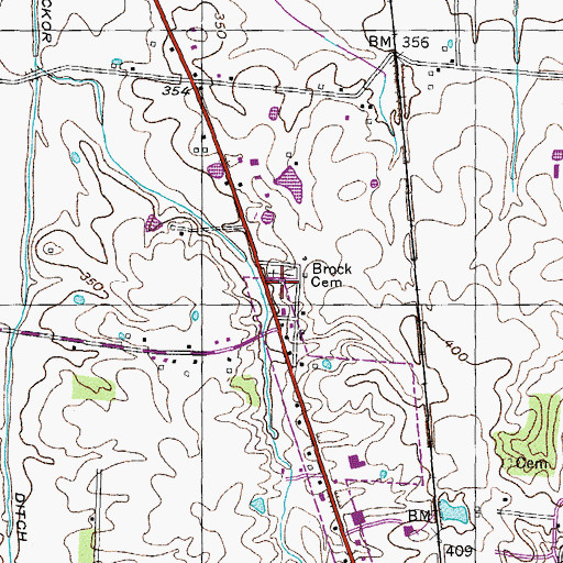 Topographic Map of Brock Cemetery, TN