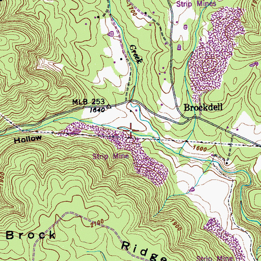 Topographic Map of Brock Hollow, TN