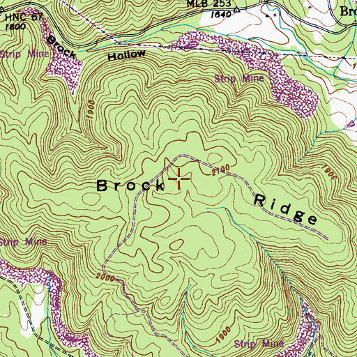 Topographic Map of Brock Ridge, TN