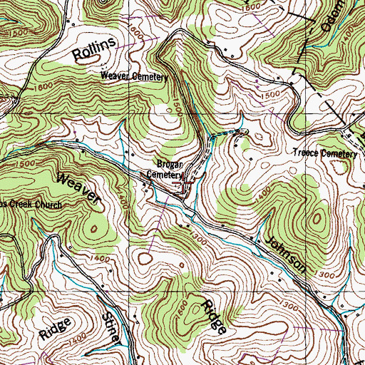 Topographic Map of Brogan Cemetery, TN