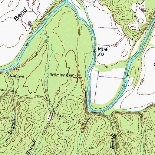 Topographic Map of Bromley Cemetery, TN