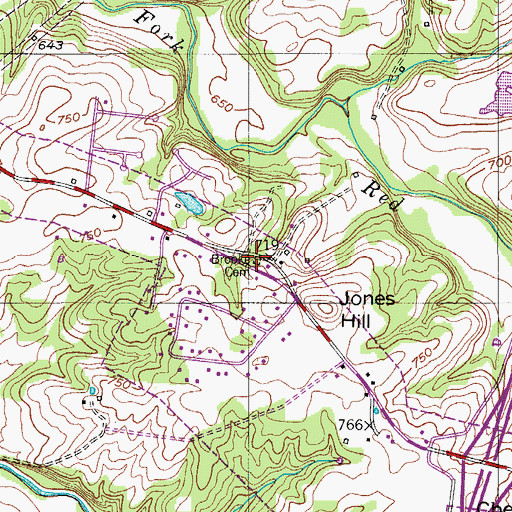 Topographic Map of Brooke Cemetery, TN