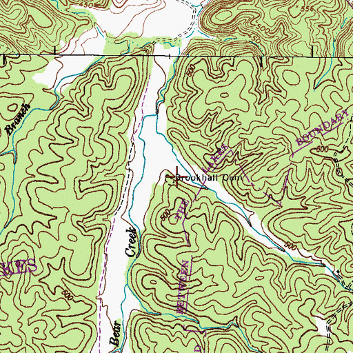 Topographic Map of Brookhall Cemetery, TN
