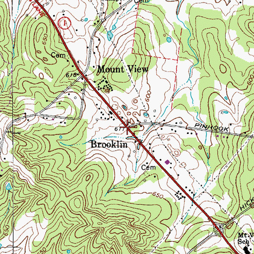 Topographic Map of Brooklin, TN