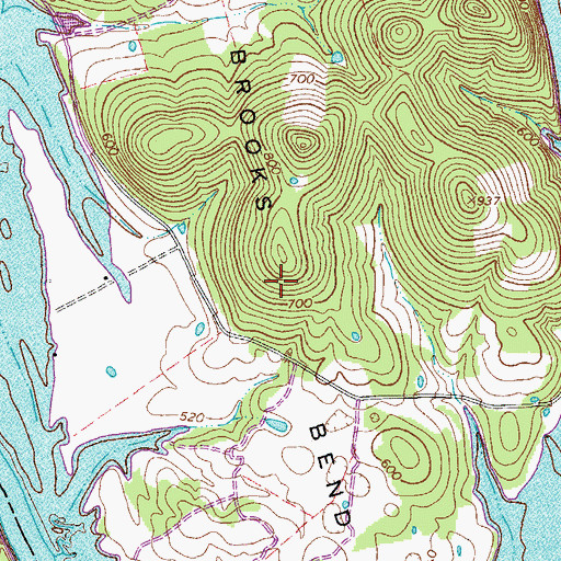 Topographic Map of Brooks Bend, TN