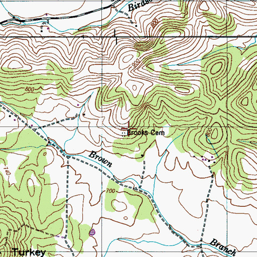 Topographic Map of Brooks Cemetery, TN