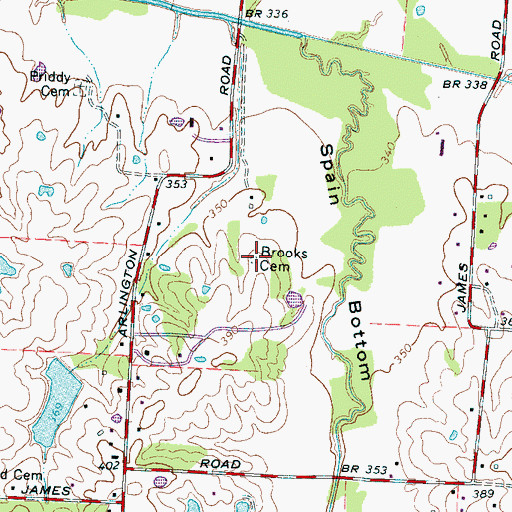 Topographic Map of Brooks Cemetery, TN
