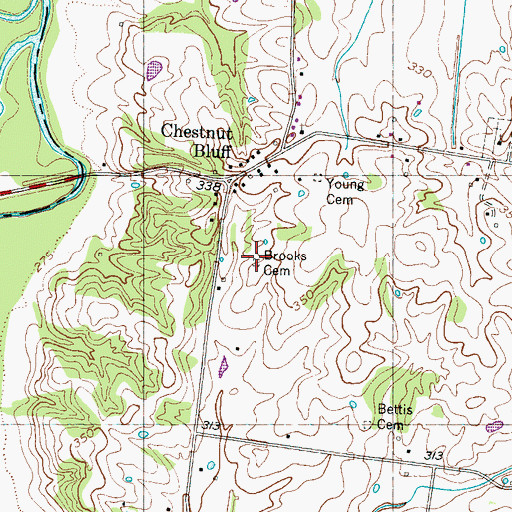Topographic Map of Brooks Cemetery, TN