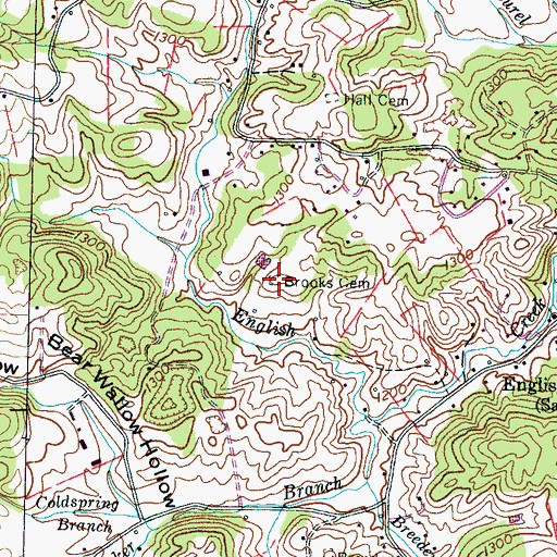 Topographic Map of Brooks Cemetery, TN