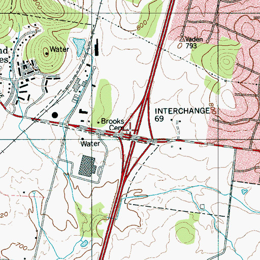 Topographic Map of Brooks Cemetery, TN