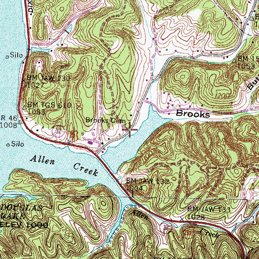 Topographic Map of Brooks Cemetery, TN