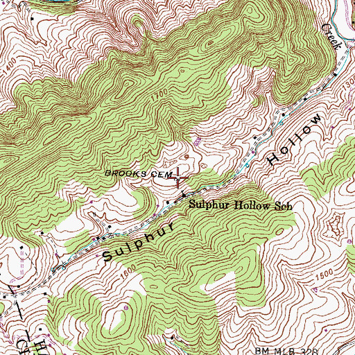 Topographic Map of Brooks Cemetery, TN