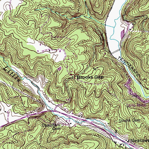 Topographic Map of Brooks Gap, TN