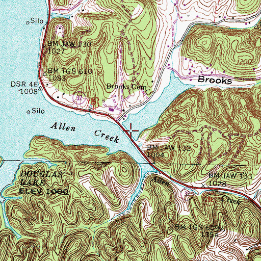 Topographic Map of Brooks Hollow, TN