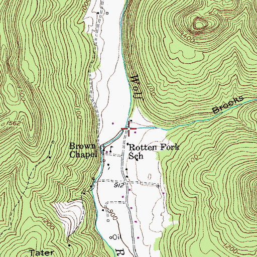 Topographic Map of Brooks Hollow, TN