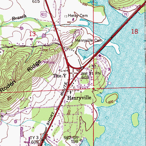Topographic Map of The Y, AL