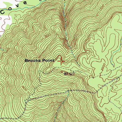Topographic Map of Brooks Point, TN