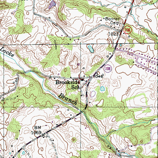 Topographic Map of Brookside School, TN