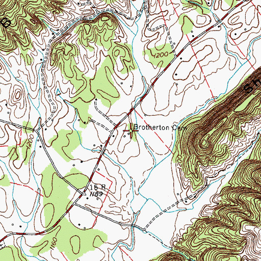 Topographic Map of Brotherton Cemetery, TN
