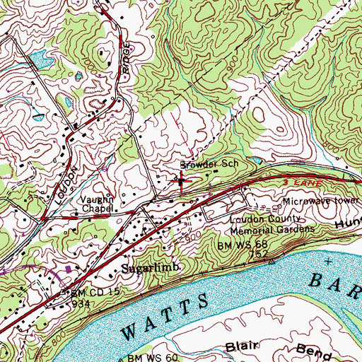 Topographic Map of Browder School, TN