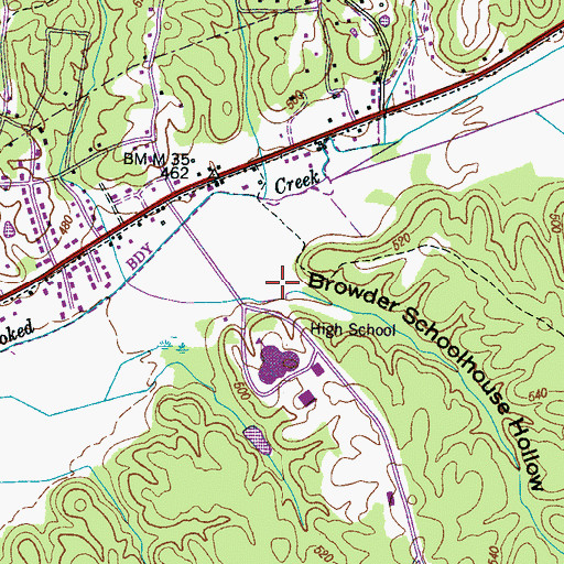 Topographic Map of Browder Schoolhouse Hollow, TN