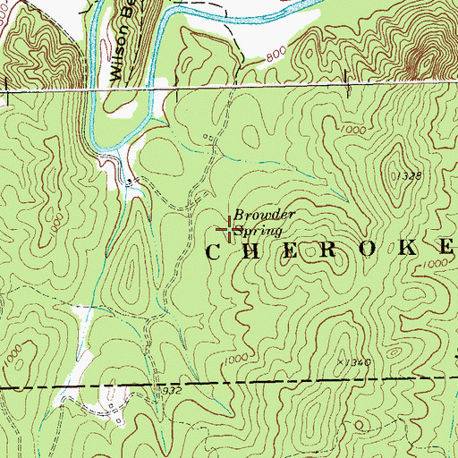 Topographic Map of Browder Spring, TN