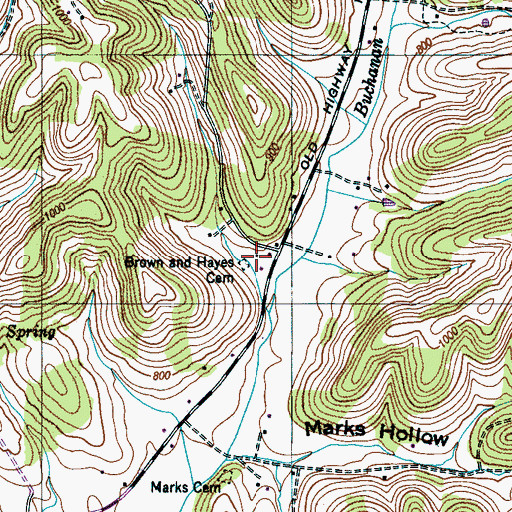 Topographic Map of Brown and Hayes Cemetery, TN