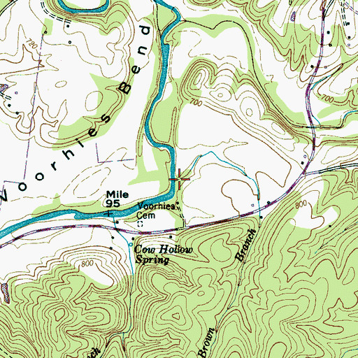 Topographic Map of Brown Branch, TN