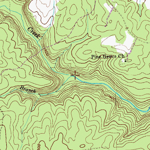 Topographic Map of Brown Branch, TN