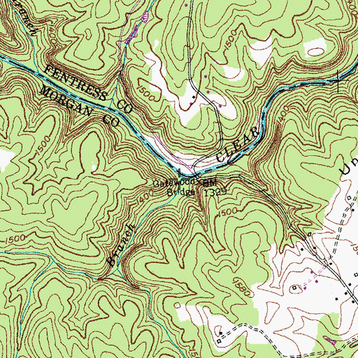 Topographic Map of Brown Branch, TN