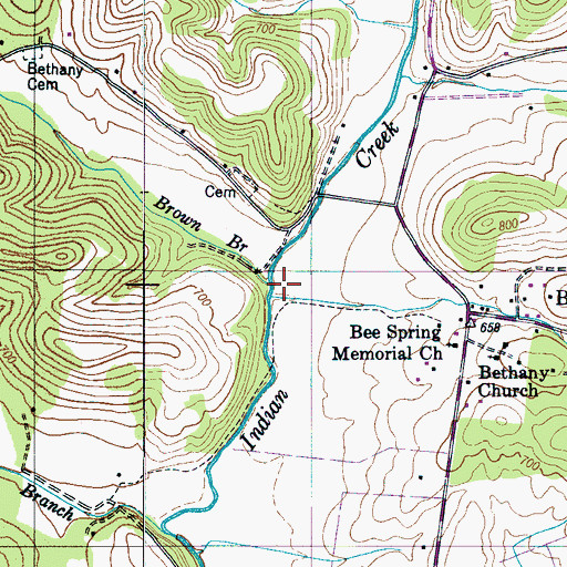 Topographic Map of Brown Branch, TN