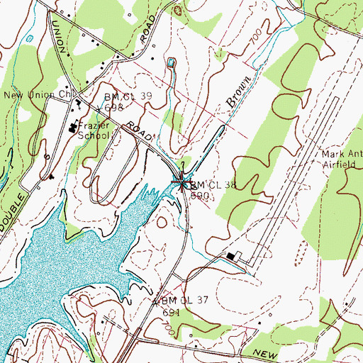 Topographic Map of Brown Branch, TN