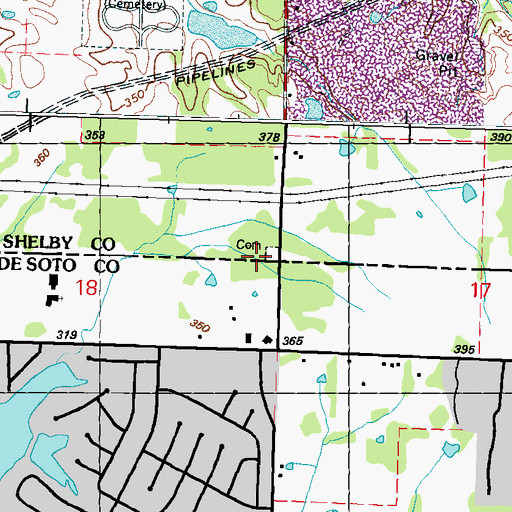 Topographic Map of Brown Cemetery, TN