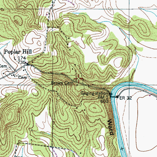 Topographic Map of Brown Cemetery, TN