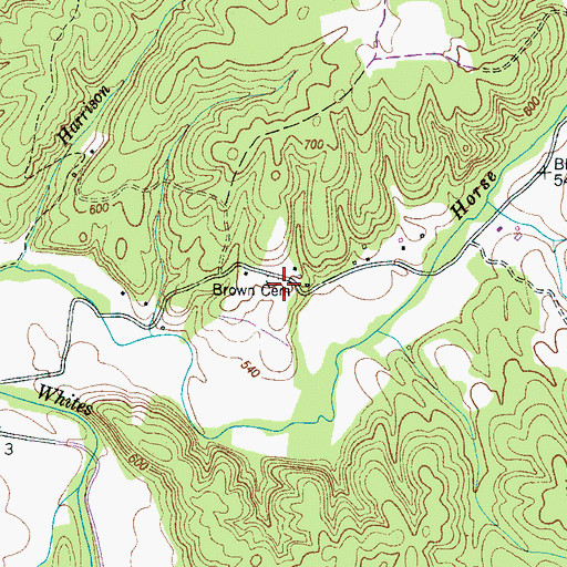 Topographic Map of Brown Cemetery, TN