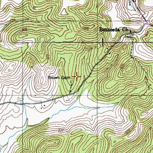 Topographic Map of Brown Cemetery, TN